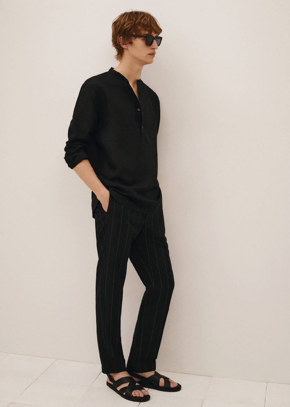 Mango Slim-Fit-Nadelstreifenhose aus Leinen Heißer Verkauf