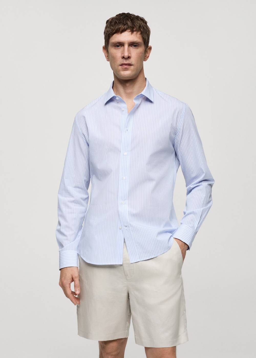 Mango Gestreiftes Regular-Fit.Hemd aus 100 % Baumwolle Neueste Mode