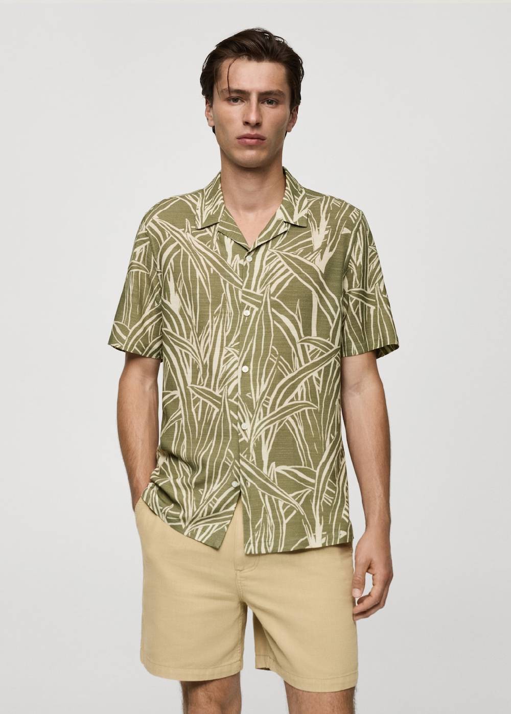Mango Regular Fit-Hemd mit Blattmotiv Online Outlet