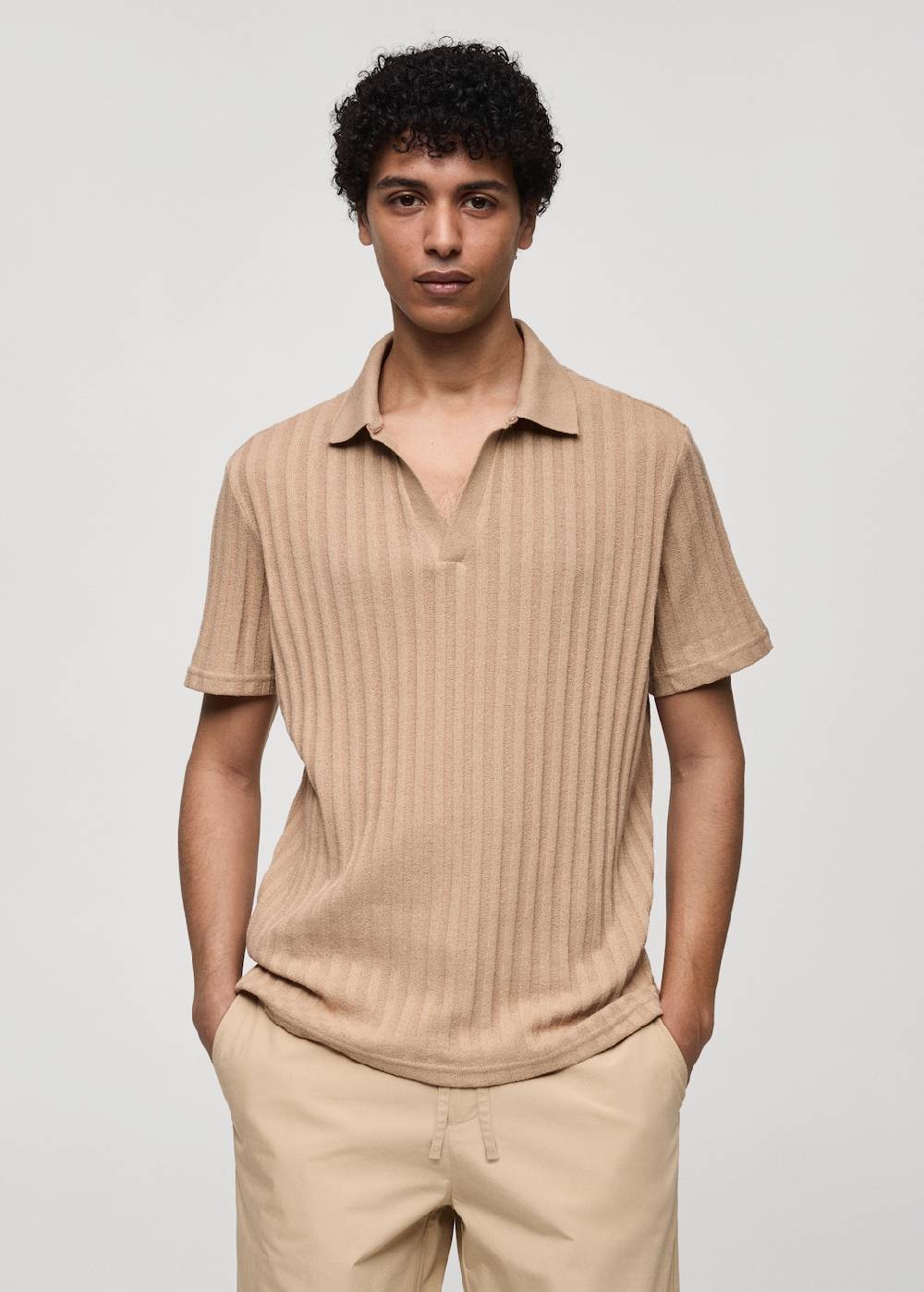 Mango Geripptes Regular-Fit-Poloshirt aus Baumwolle Kauf eins, bekomm eins gratis
