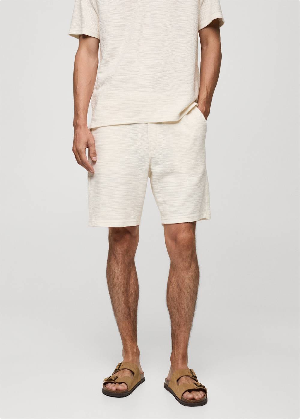 Mango Strukturierte Bermudashorts aus Baumwolle mit Kordelzug Begrenzte Freigabe