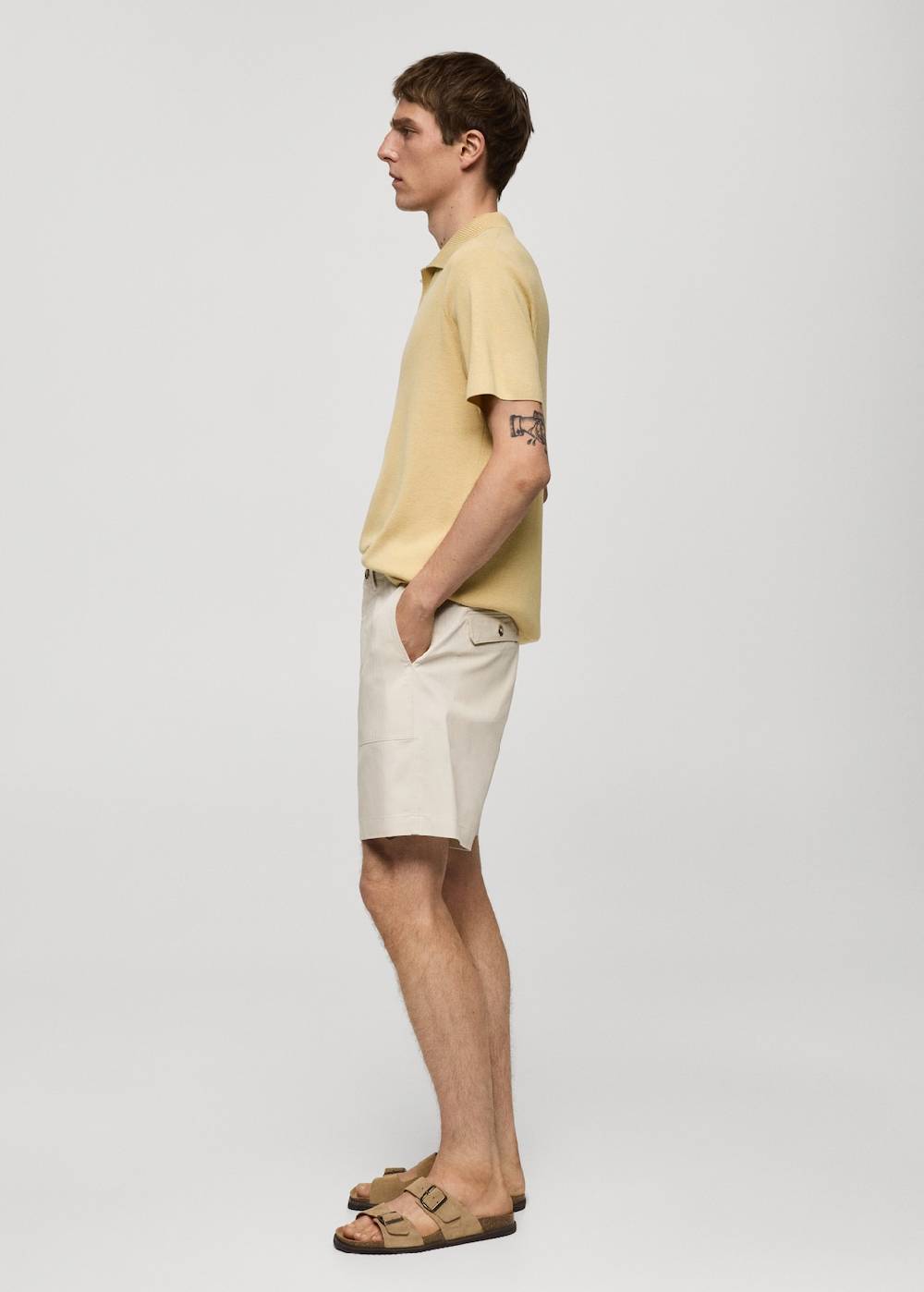 Mango Bermudashorts aus 100 % Baumwolle mit Fischgratmuster JETZT KAUFEN