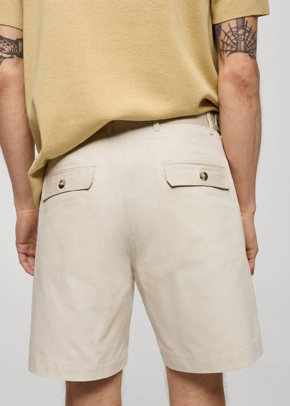 Mango Bermudashorts aus 100 % Baumwolle mit Fischgratmuster JETZT KAUFEN