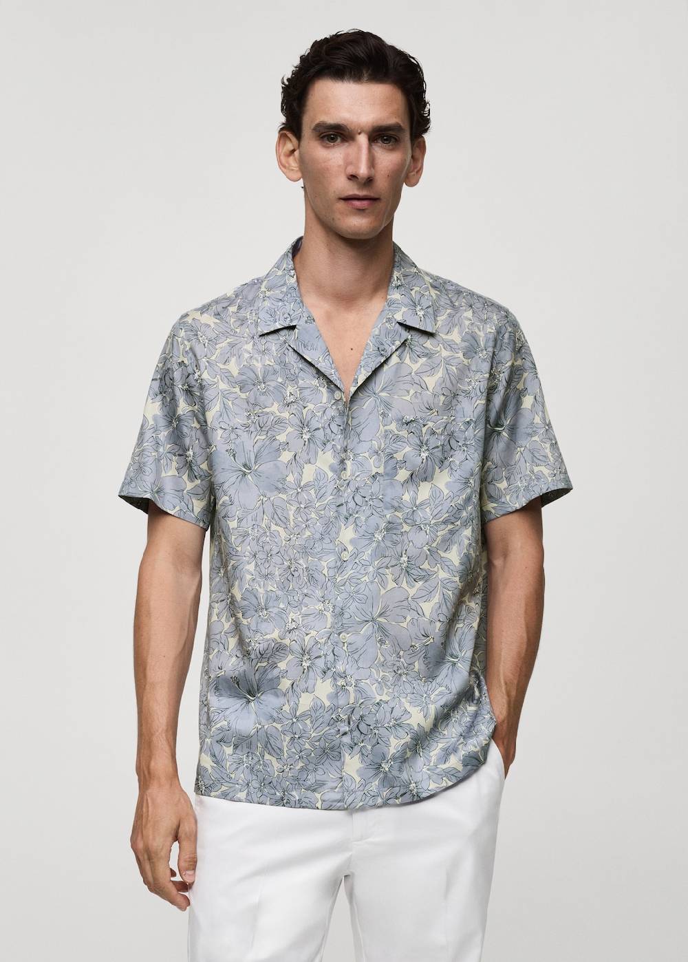 Mango Hemd aus 100 % Baumwolle mit Blumenprint Clearance-Verkauf