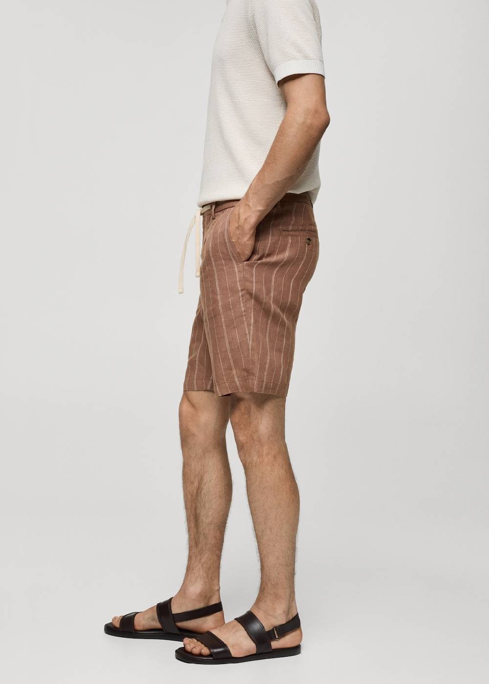 Mango Gestreife Bermudashorts aus 100 % Leinen mit Kordelzug Kostenloser Versand international
