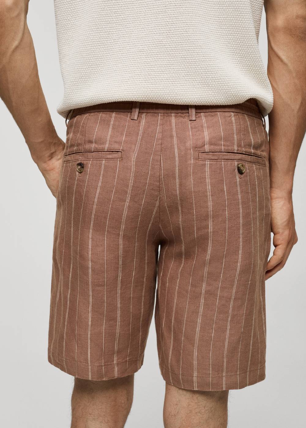 Mango Gestreife Bermudashorts aus 100 % Leinen mit Kordelzug Kostenloser Versand international