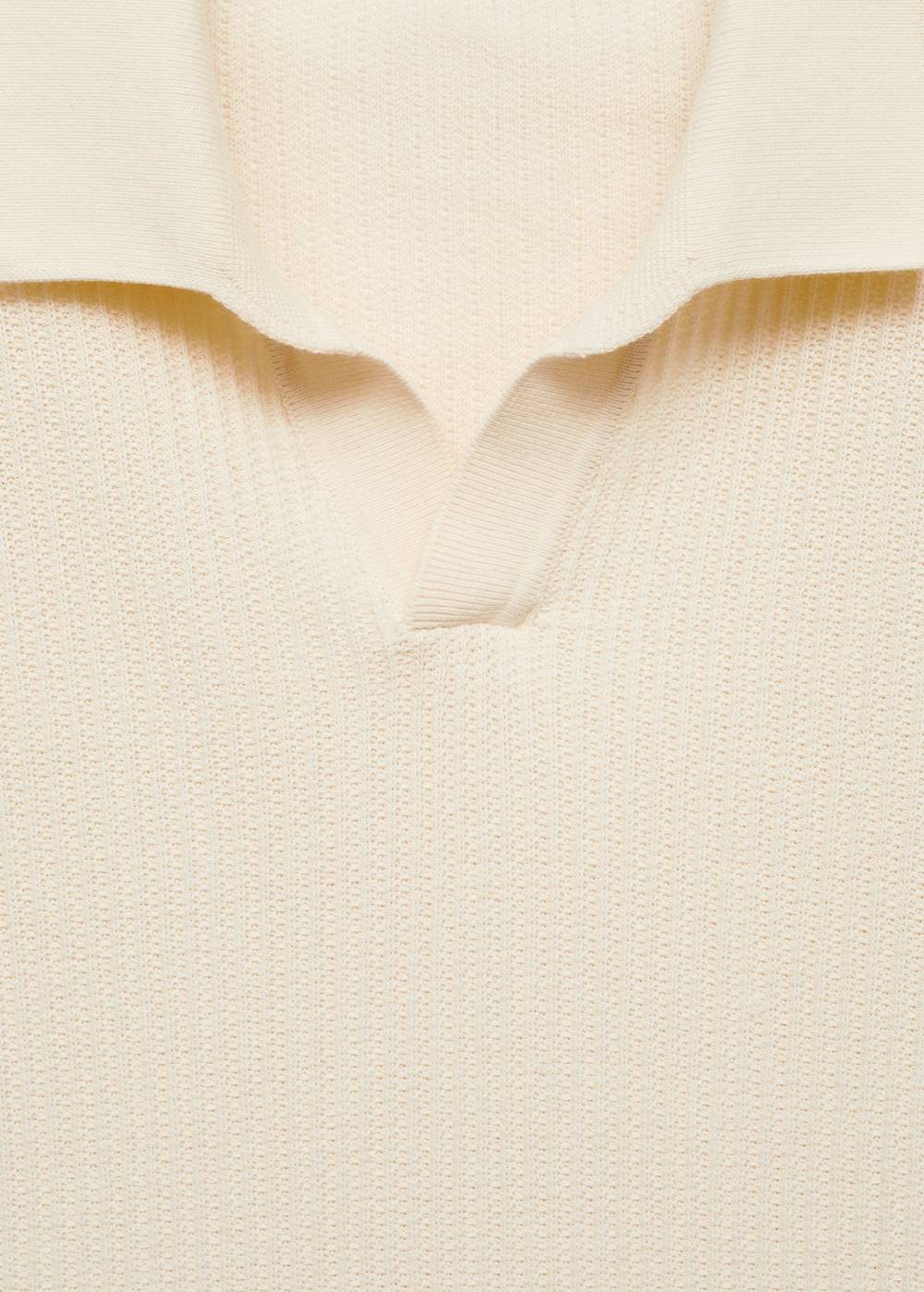 Mango Geripptes Strick-Poloshirt aus Baumwolle Speichern exportieren