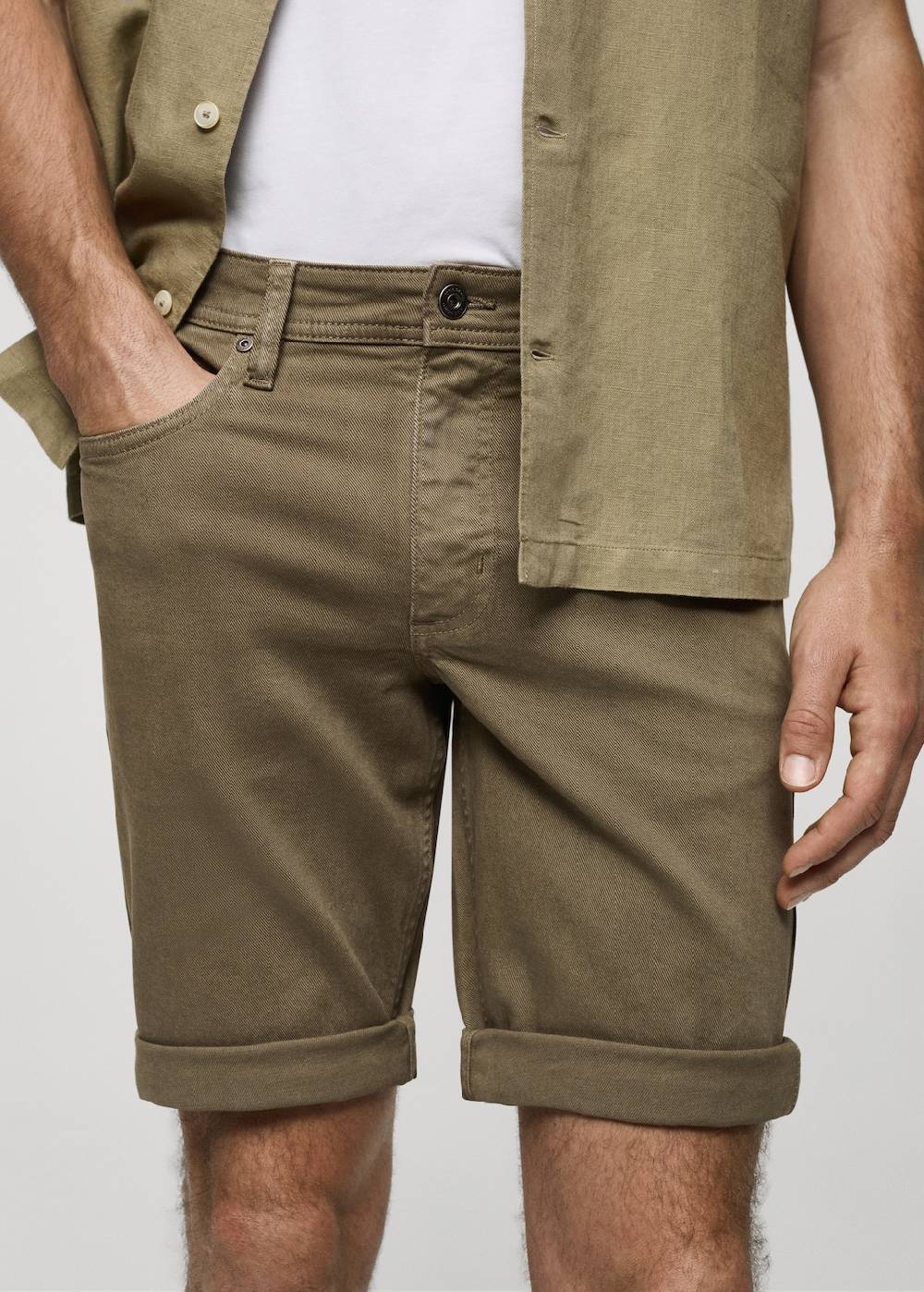 Mango Slim Fit-Jeans-Bermudashorts Im Verkauf
