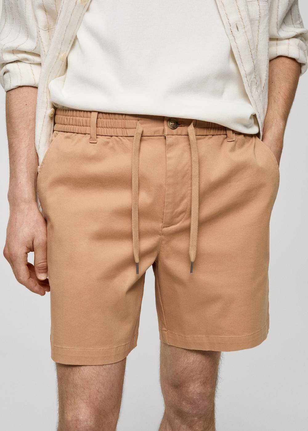 Mango Baumwoll-Bermudashorts mit Kordelzug Verkauf