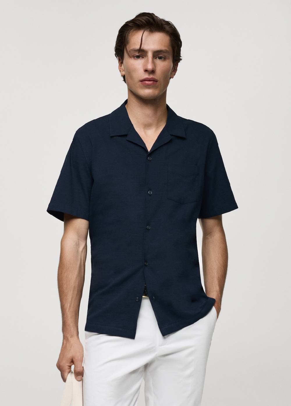 Mango Regular-Fit-Hemd aus 100 % Seersucker-Baumwolle Fabrikverkauf