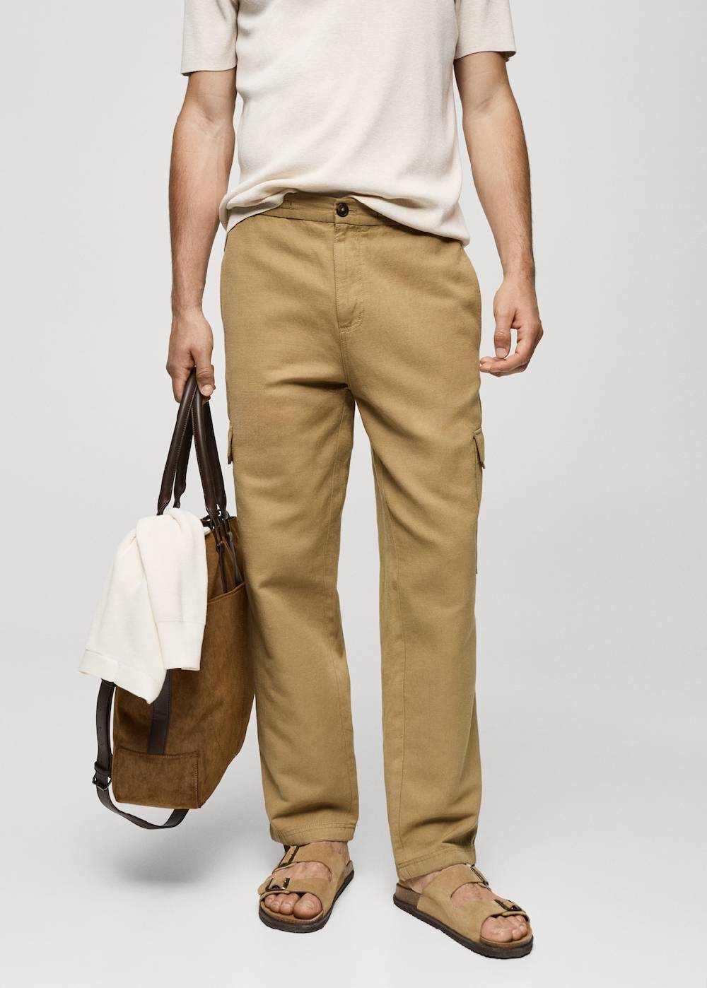 Mango Cargohose aus Baumwolle mit Leinen Begrenztes Angebot
