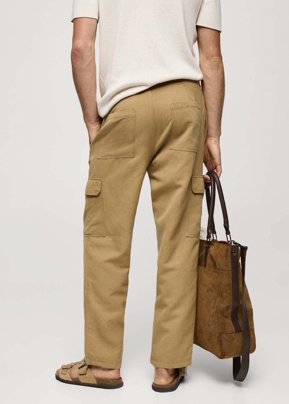 Mango Cargohose aus Baumwolle mit Leinen Begrenztes Angebot