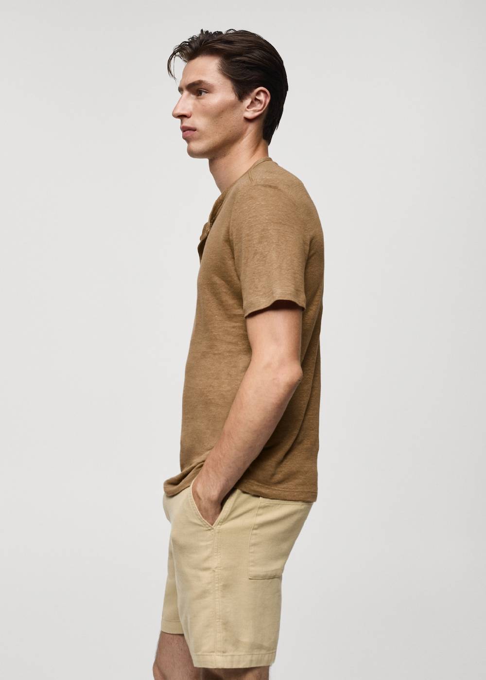 Mango Slim-Fit-T-Shirt aus Leinengemisch Preisnachlass