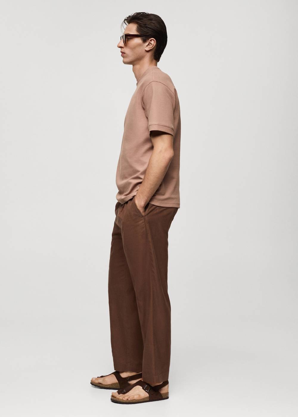 Mango Strukturiertes Regular-Fit-T-Shirt Heißer Verkauf