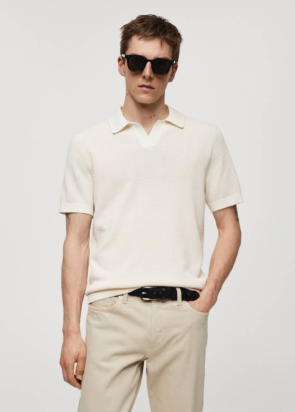 Mango Strukturiertes Strick-Poloshirt Zeitlich begrenztes Angebot