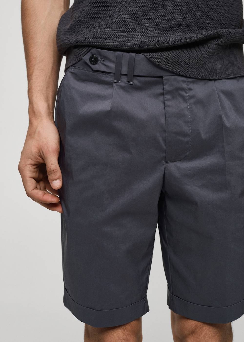 Mango Bermudashorts aus Baumwolle mit Bundfalten Blitzangebot