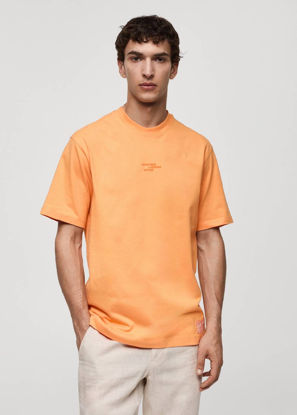 Mango Gemustertes T-Shirt aus 100 % Baumwolle Sonderangebot der Fabrik