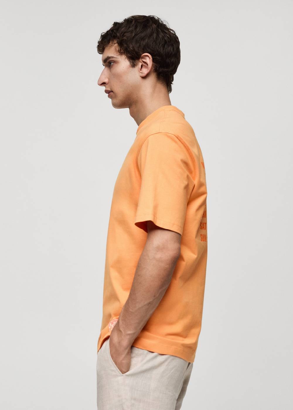Mango Gemustertes T-Shirt aus 100 % Baumwolle Sonderangebot der Fabrik