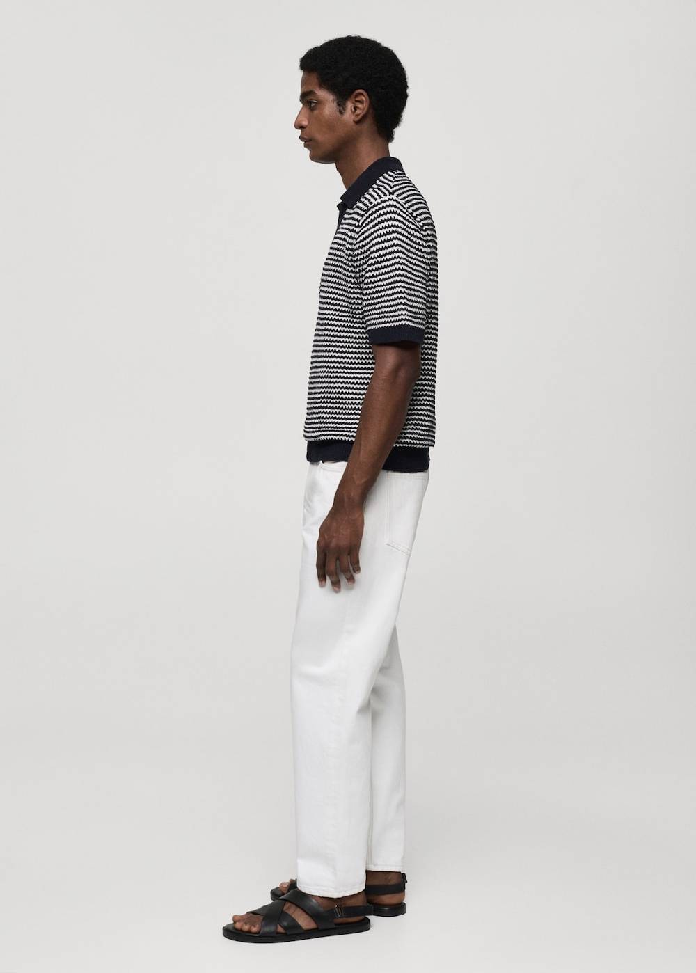 Mango Gestreiftes Stric-Poloshirt mit Kontrastkragen 50% Rabatt mit kostenlosem Versand