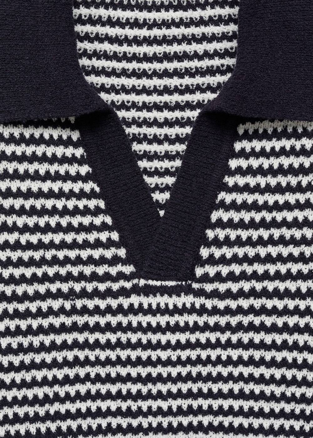 Mango Gestreiftes Stric-Poloshirt mit Kontrastkragen 50% Rabatt mit kostenlosem Versand
