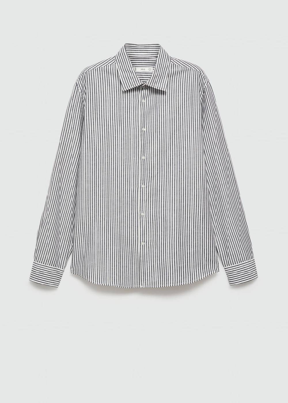 Mango Gestreiftes Regular-Fit-Hemd aus Leinen mit Baumwolle Angebote