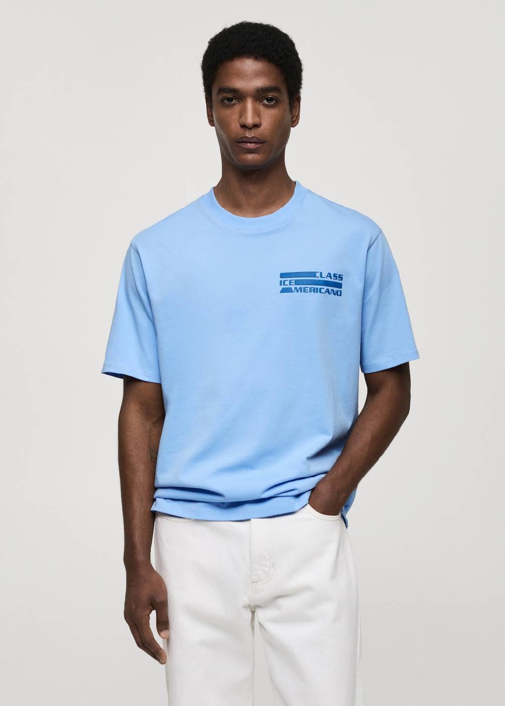 Mango Gemustertes T-Shirt aus 100 % Baumwolle Günstig kaufen