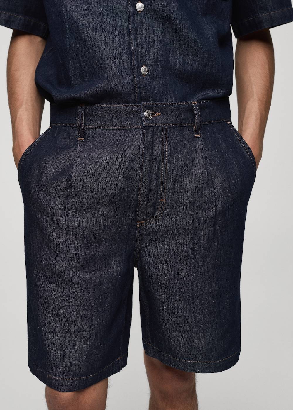 Mango Bermudashorts aus 100 % Baumwolle mit Denim-Effekt Flash Sale