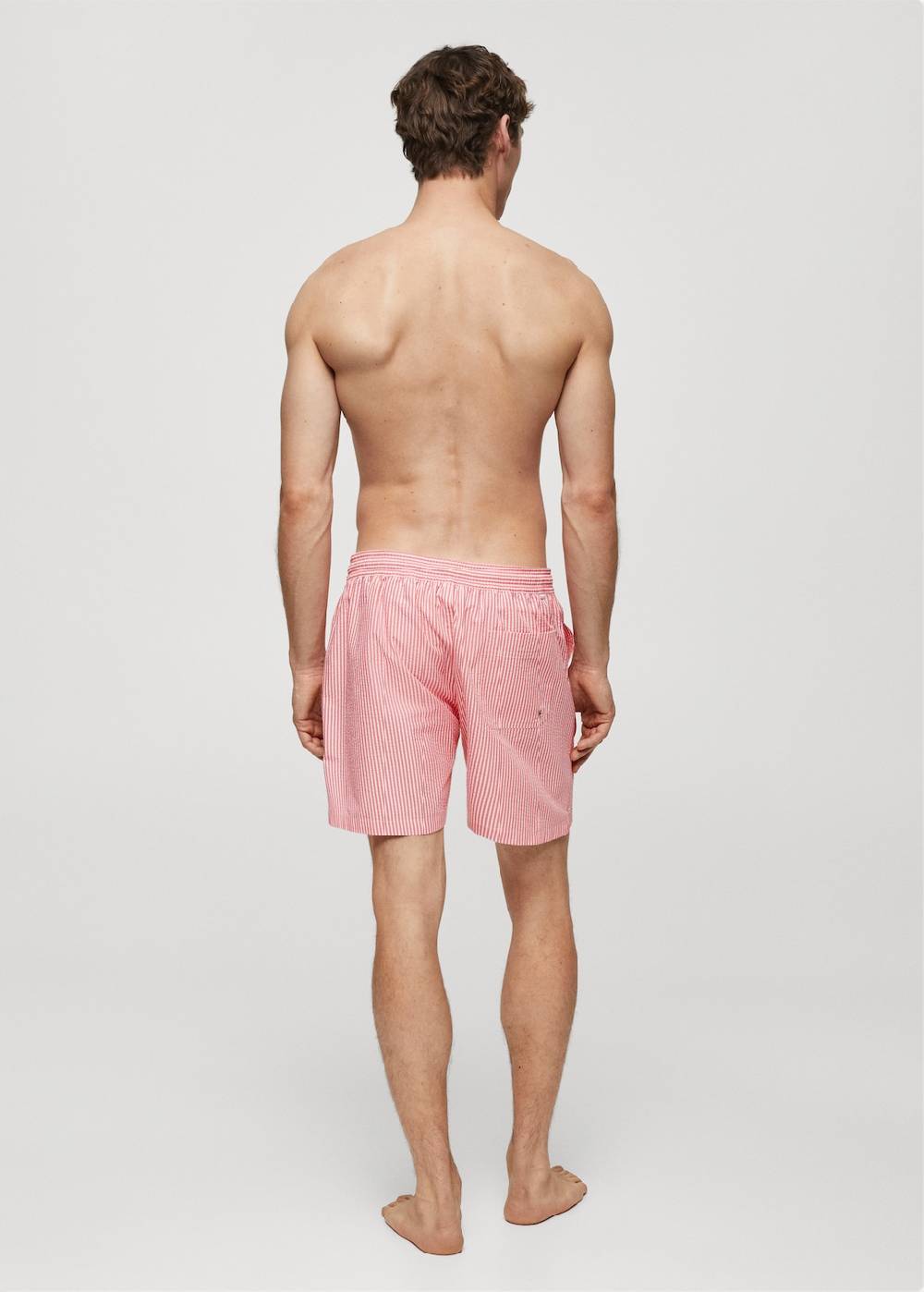 Mango Gestreifte Seersucker-Badeshorts mit Kordelzug Weihnachtsangebot