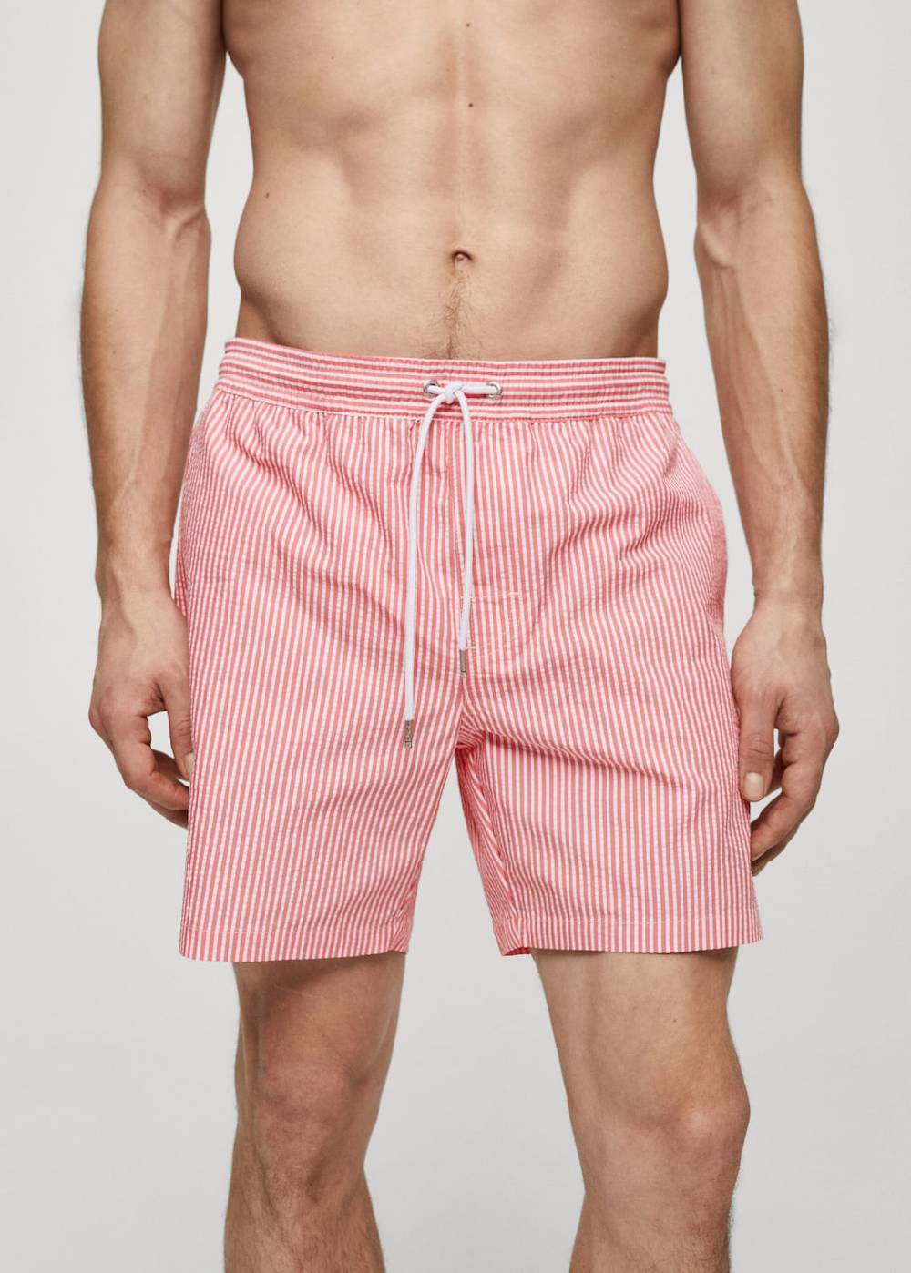 Mango Gestreifte Seersucker-Badeshorts mit Kordelzug Weihnachtsangebot