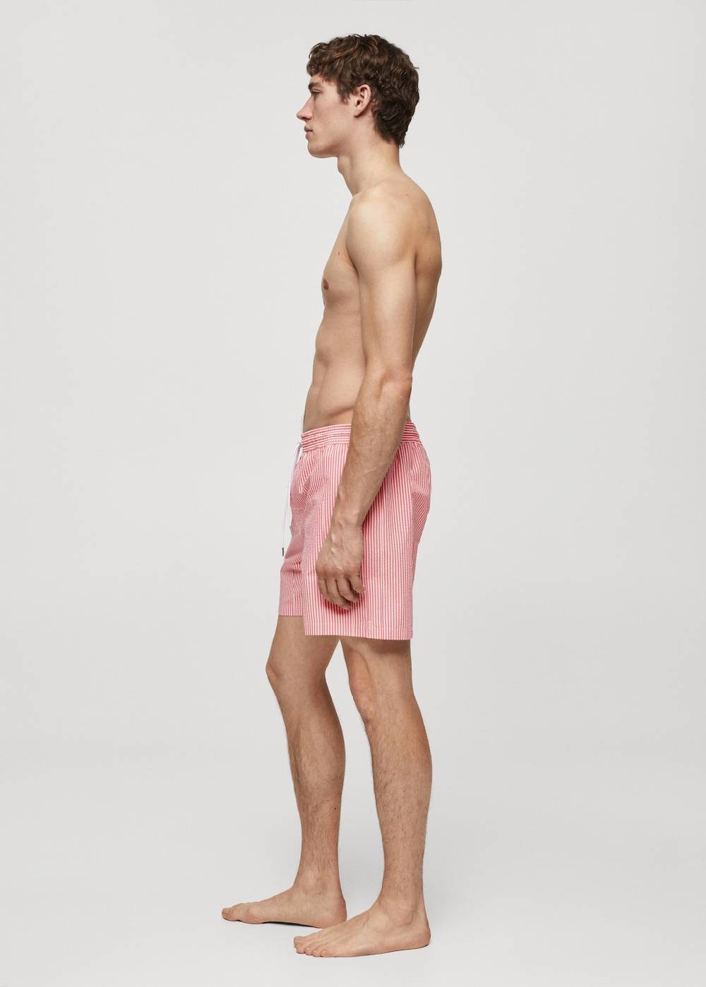 Mango Gestreifte Seersucker-Badeshorts mit Kordelzug Weihnachtsangebot