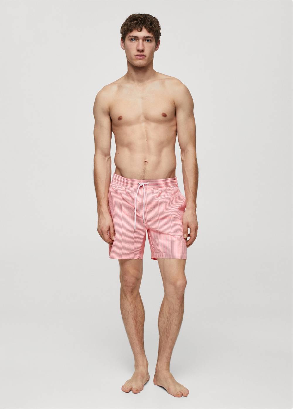 Mango Gestreifte Seersucker-Badeshorts mit Kordelzug Weihnachtsangebot
