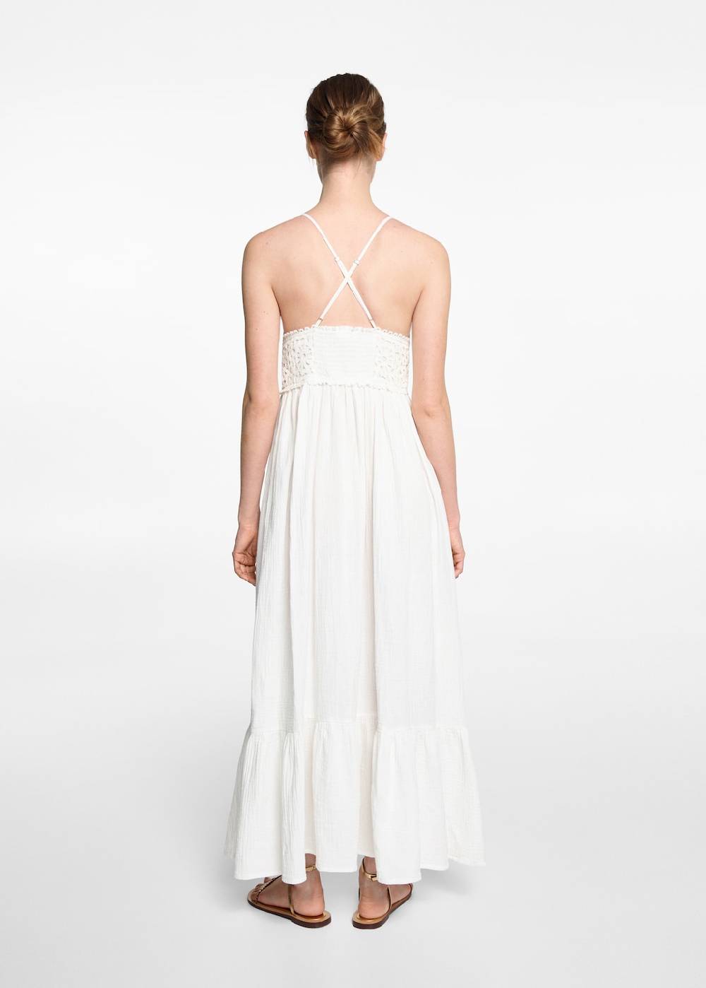 Mango Maxi-Kleid mit besticktem Volant Saisonale Angebote