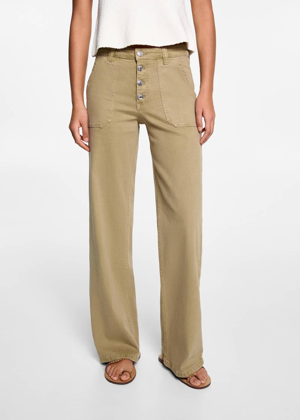 Mango Gerade Jeans mit Knöpfen Tägliche Deals