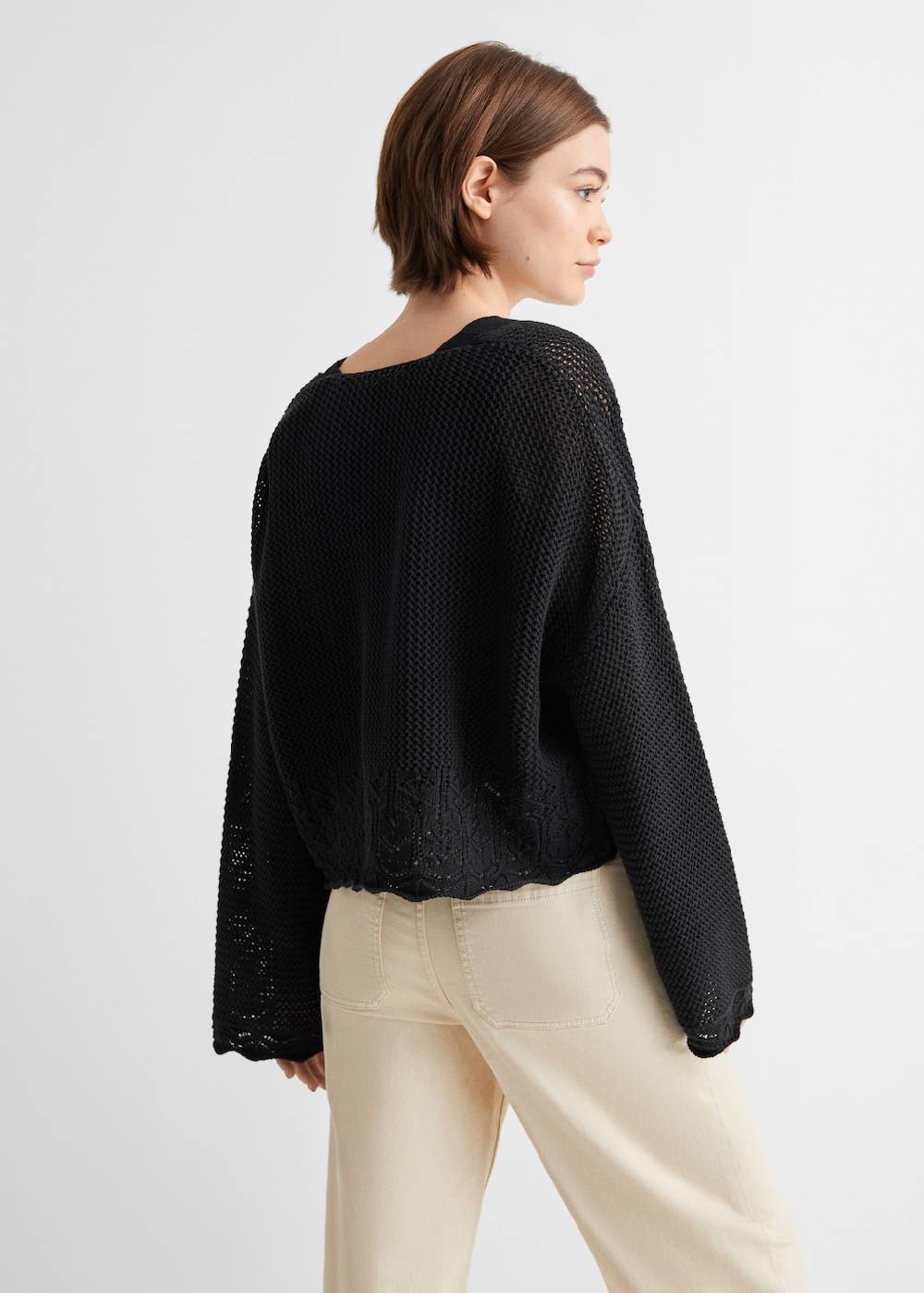 Mango Lochstrickpullover mit V-Ausschnitt Sonderangebote