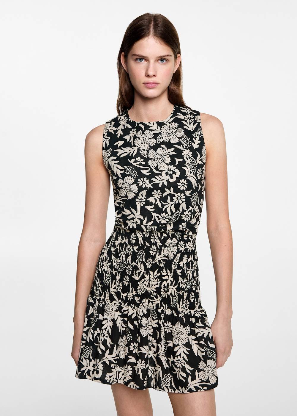 Mango Florales Kleid mit Raffdetails Super Sparpreis