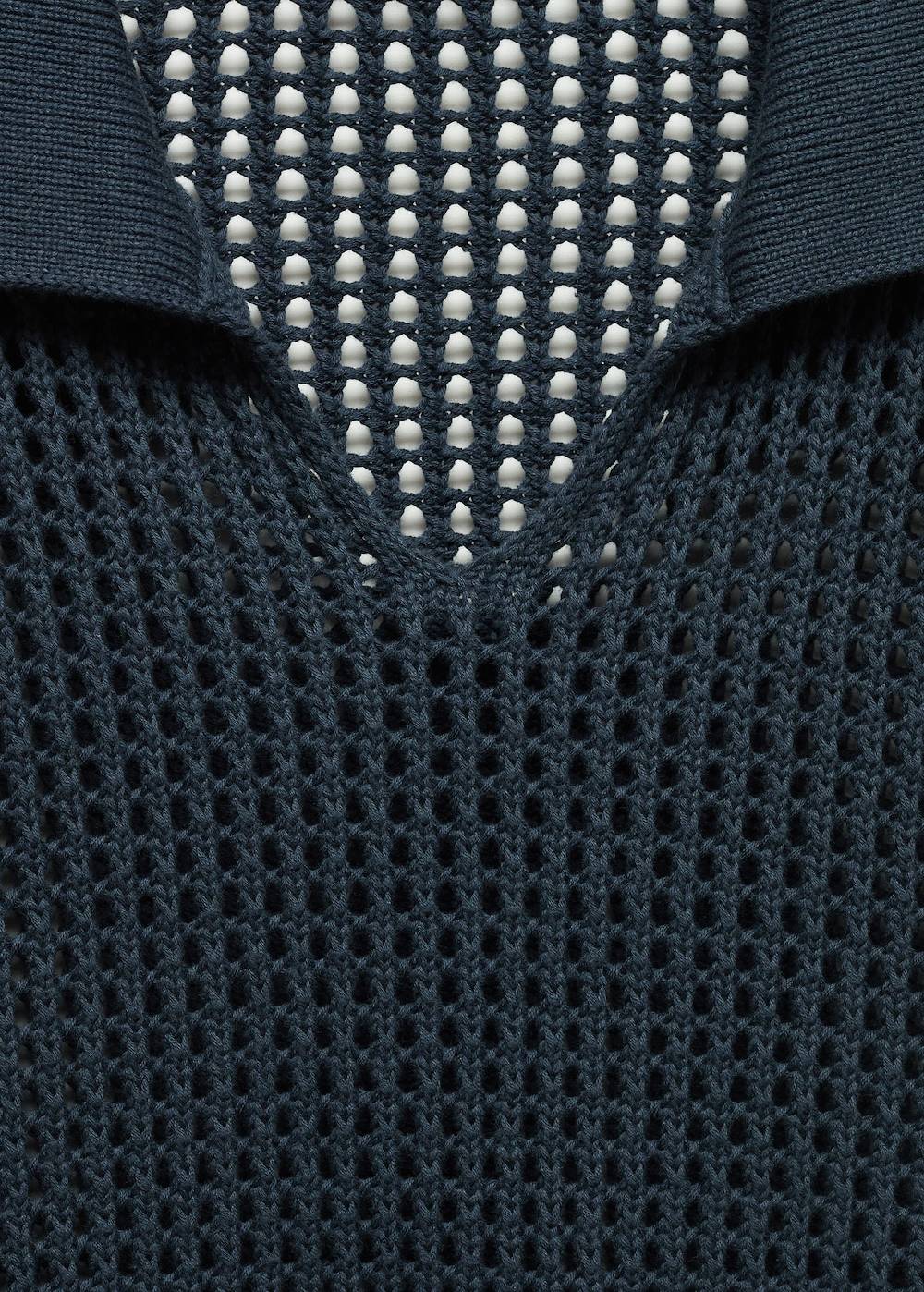 Mango Lochstrickpullover mit Polo-Kragen Neueste Stile