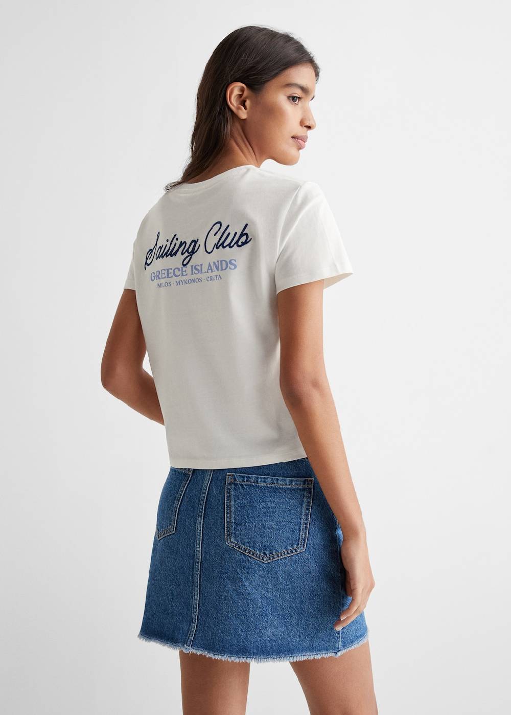 Mango T-Shirt mit gestickter Aufschrift Fabrikladen