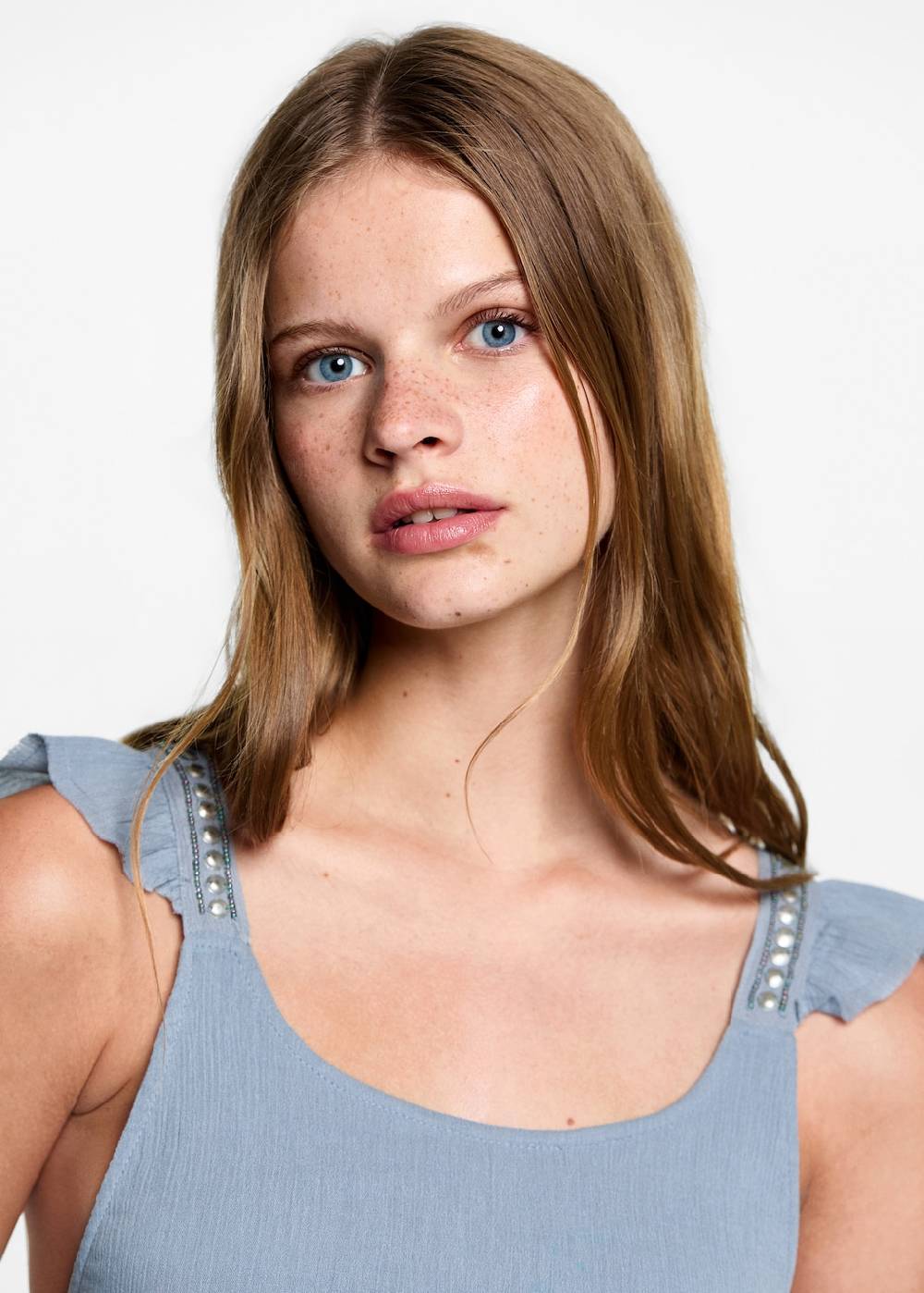 Mango Baumwoll-Top mit Raffdetails Online