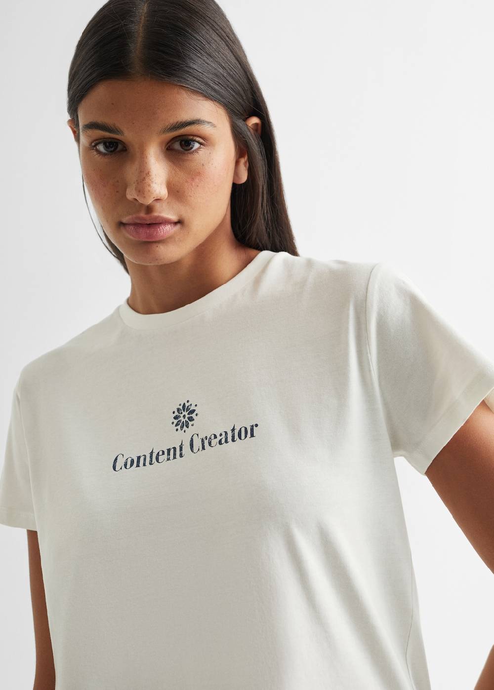 Mango T-Shirt mit Textaufdruck Günstiger Verkauf