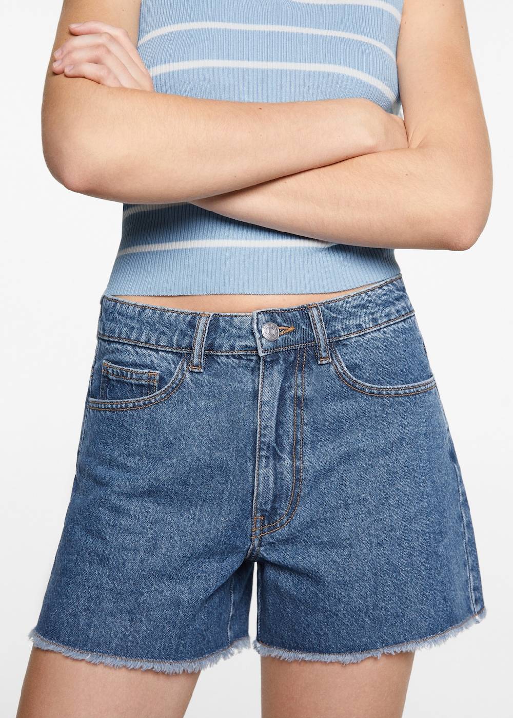 Mango Jeansshorts mit ausgefranstem Saum Versandkostenfrei