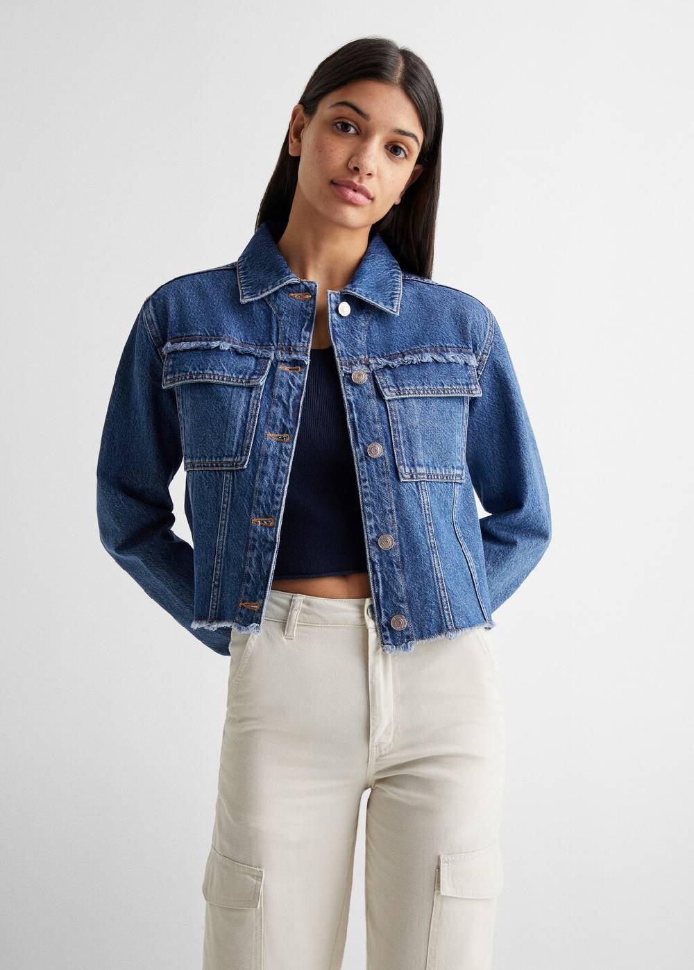 Mango Jeansjacke mit Taschen Begrenztes Angebot