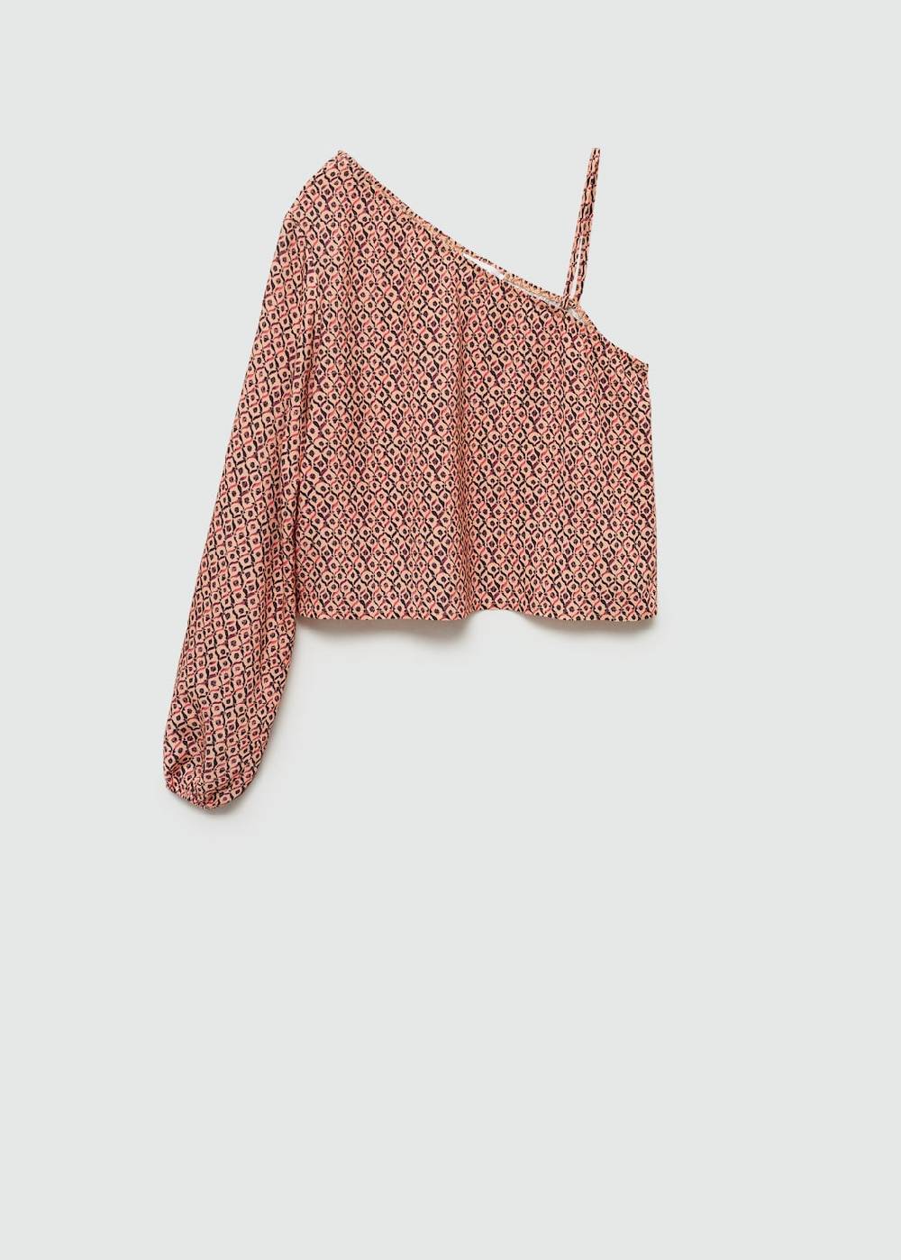 Mango Asymmetrische Bluse mit Motiv Valentinstagsangebot