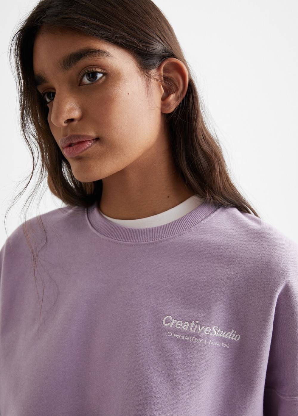 Mango Baumwoll-Sweatshirt mit Aufschrift Riesige Ersparnisse
