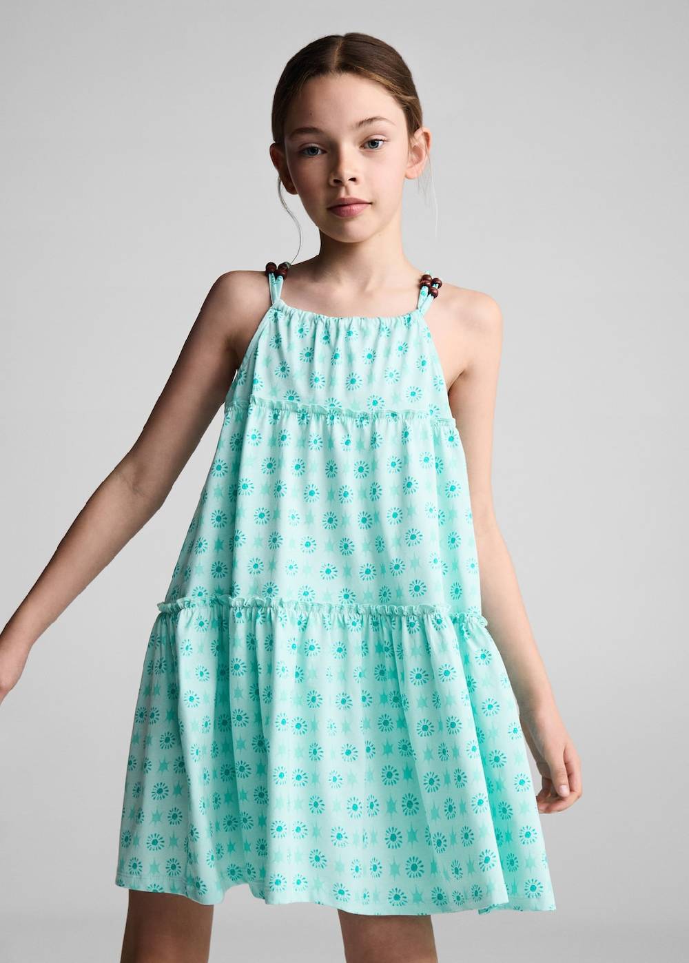 Mango Bedrucktes Kleid mit Perlen Speichern exportieren