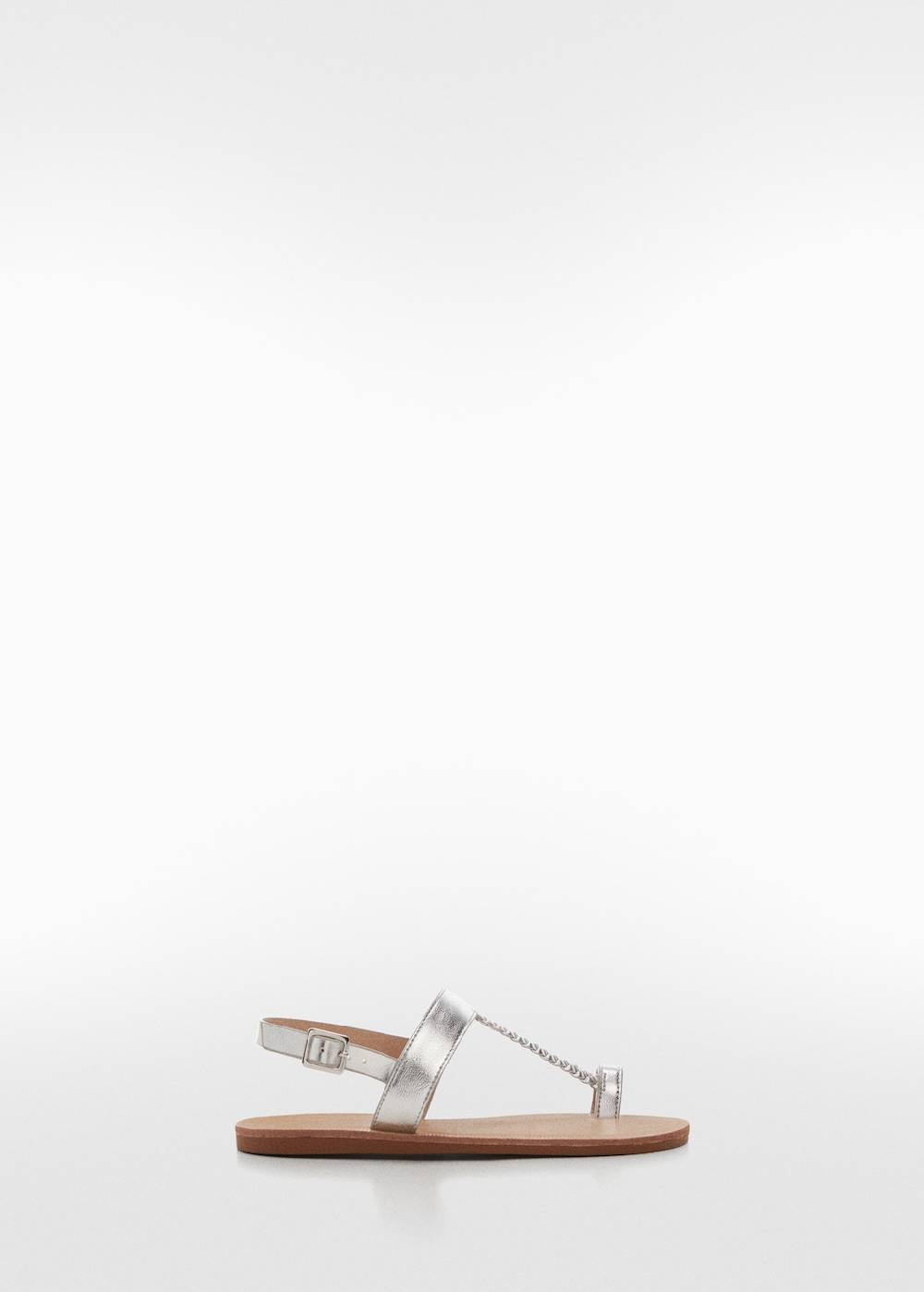 Mango Riemen-Sandale im Metallic-Look Kostenloser Versand