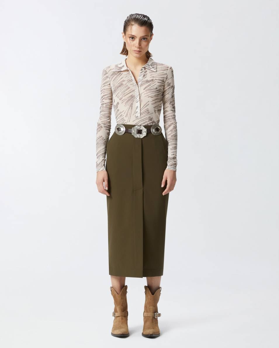Pinko Langarm-Poloshirt mit Glitzerprint Kostenloser Versand international