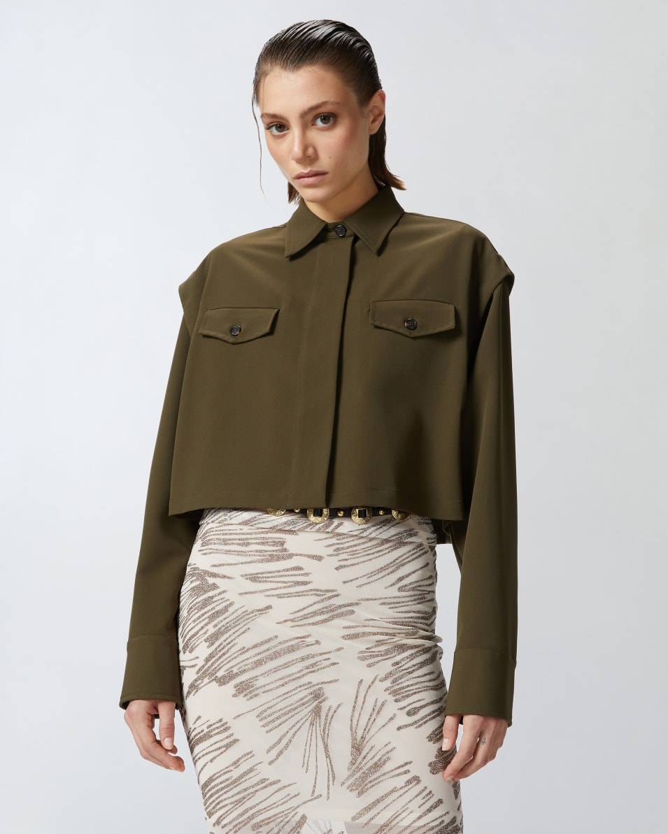 Pinko Kurze Hemdbluse mit Brusttaschen Fabrikladen