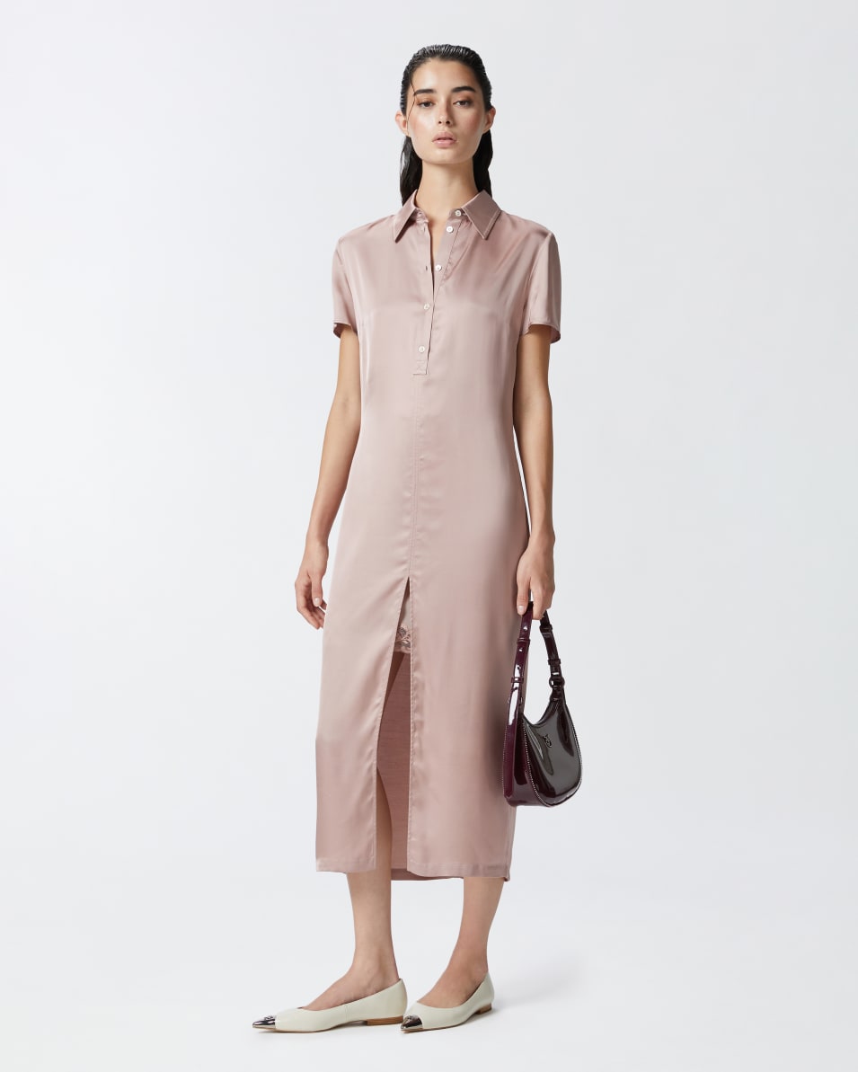 Pinko Midi-Polokleid aus gewaschenem Satin zollfrei