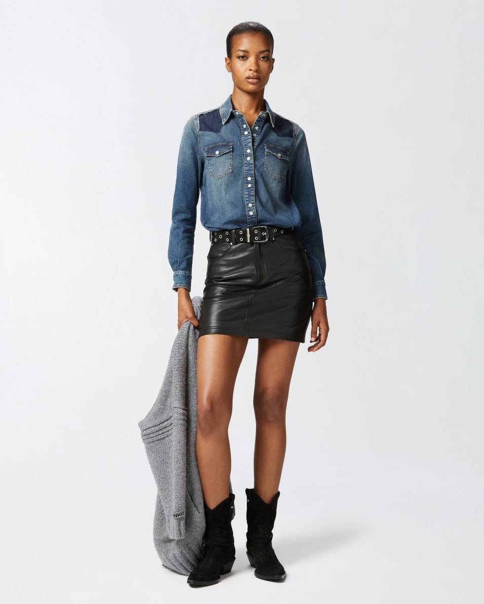 Pinko Leichtes Hemd aus blauem Twill mit Stretchanteil 2025