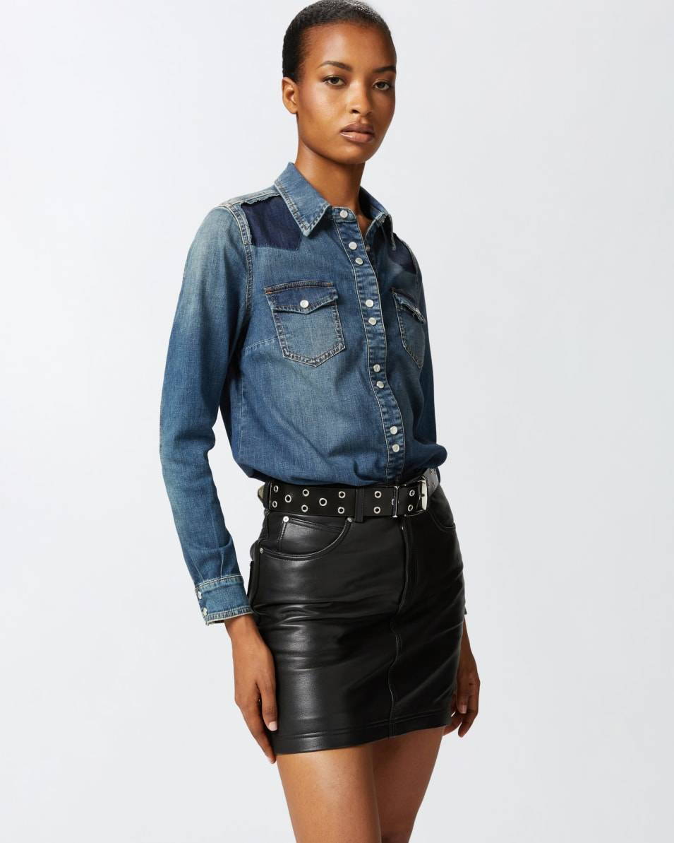 Pinko Leichtes Hemd aus blauem Twill mit Stretchanteil 2025